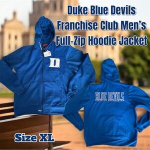 Duke Blue Devils Franchise Club Men’s Full-Zip Hoodie Jacket, Size XL - Royal